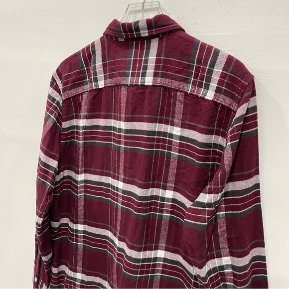 American Eagle Super Soft Long Sleeve Plaid Shirt Red - Picture 4 of 8